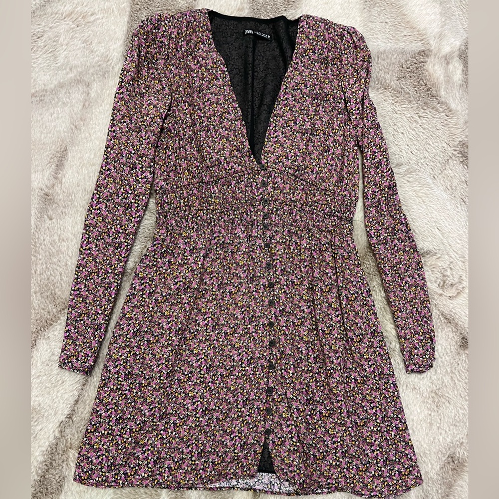 ZARA | Floral long sleeve dress